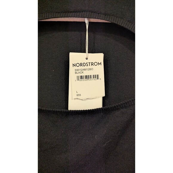 Black Long Sleeve Mock Neck Cutout Bodycon Sweater Dress Midi Dress‎ - Picture 4 of 7